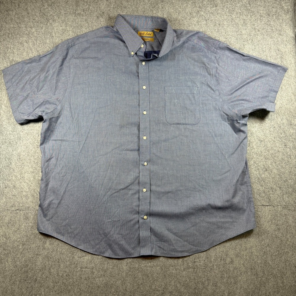 Roundtree & Yorke Mens Gold Label Non-Iron Shirt 3XB Blue Micro Check Cotton